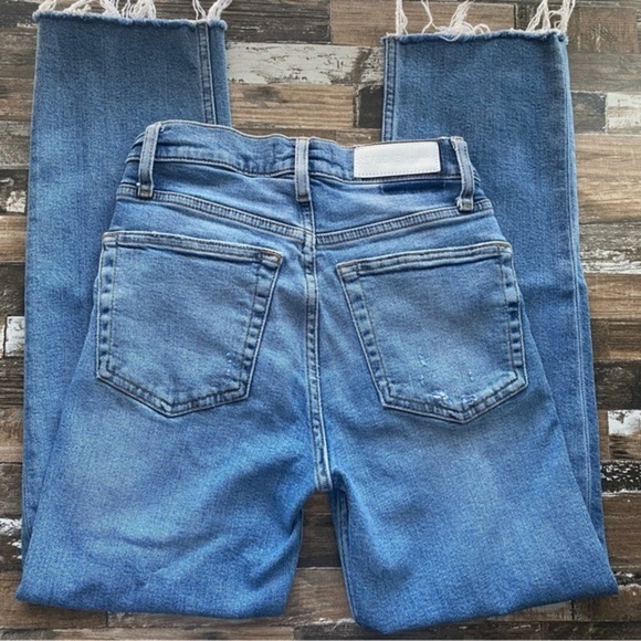 RE/DONE High Rise Stove Pipe Jeans in Light Stone Straight Crop - Picture 6 of 13